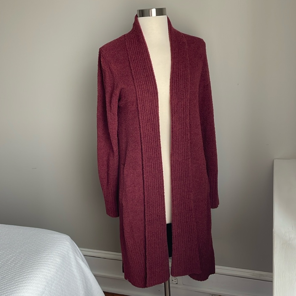Barefoot Dreams CozyChic Lite Petite Catalina Cardi / Garnet, Petite Small
